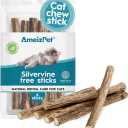 AmeizPet Silvervine Sticks For Cats, Chew Sticks Covered With Silvervine Dust – Natural Matatabi Cat Dental Care, Catnip Cat Teeth Cleaning Dental Sticks, 6sticks, 3Pcs