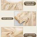SCARLET DARKNESS Peasant Blouse for Women Off Shoulder Puff Sleeve Cotton Loose Summer Tops (Beige, S)