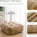 HIGOGOGO 8" Extra Thick Floor Pillow Cushion for Adults, Meditation Cushion Pillow, Large Square Floor Sitting, Tufted Corduroy Cover, for Tatami Living Room or Yoga, 22x22 Inch, Coffee