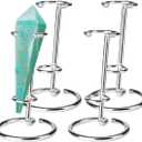 4 Pcs Crystal Wand Stand, 4" L x 4" W x 5.12" H in Mineral Display Stand, Small Iron Crystal Stands for Display (Silver, Large)