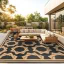 LBRO2M Waterproof Outdoor Rugs 8X10 for Patio Outdoor Plastic Straw Rug Reversible Outdoor Camping Rug for RV, Deck, Beach (8X10 Black Brown)