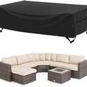 Velway Patio Furniture Cover Outdoor Waterproof Rectangular Patio Table Chair Sofa Set Cover, 128" Lx82 Wx28 H, All Weather Oxford Tear-Resistant Material with Zipper Carrying Bag Windproof Buckles