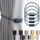 4 Pack Blue Strong Magnetic Curtain Tiebacks Outdoor Elegant Decorative Tie Backs Modern Rope Tiebacks for Drapes Window Curtain Holdbacks for Draperies