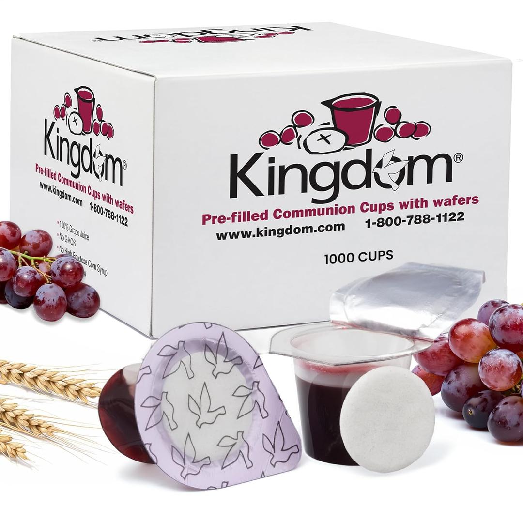 Kingdom Easy Open Prefilled Communion Cup with Wafers(1000ct) Sealed in a Single-Serving Container with Upto 1-Year Shelf Life, Perfect for Holy Eucharist Celebration in Hospitals, Summer Camps