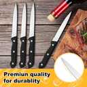 Lasnten 50 Pcs 8.67 Inches Fine Edge Steak Knife Set Stainless Steel Non Serrated Steak Knives Triple Riveted Straight Table Dinner Knives for Cutting Meat, Black
