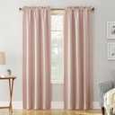 Sun Zero Easton Energy Saving Blackout Rod Pocket Curtain Panel, 40" x 63", Blush Pink (40"W x 63"L (Pack of 1))