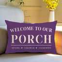 Farmhouse Porch Pillow Cover Double-sided printed Welcome to Our Porch Purpule Rectangular/Waist Cushion Cover Country Rustic Home Decor Pillowcases 12”×20” For Porch Room Couch Decor(Purpule)
