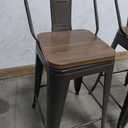 Yongchuang 26 inch Bar Stools Set of 2 Industrial Kitchen Counter Height Barstools with Wood Seat Metal Low Back Bar Chairs Gunmetal