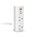 ANNQUAN 2 inch Space Saver Pop Up Outlet for Countertop with PD20W USB Ports,2 Outlets Tamper Resistant,Splashproof Pop Up Socket,Desk Power Grommet for Home Office Kitchen White (ETL Listed) (6ft Cord)