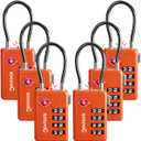 Luggage Locks TSA Approved with Inspection Indicator and Resettable 4-Digit, Easy-to-Read Combination, TSA Locks for Luggage, Suitcases, Backpacks & Travel Bags, Orange, 3-Pack
