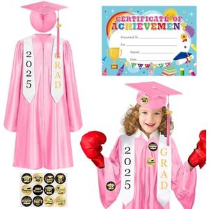 Zhanmai 2026 Preschool and Kindergarten Graduation Cap Gown Stole Set with Tassel Certificate Sticker for Kid Toddler Gift Size 27