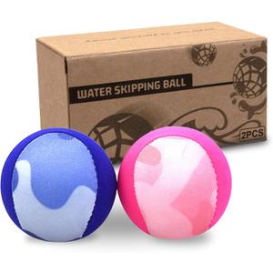 Water Skipping Ball Summer Beach Ball 2-Pack Water Bouncing Balls Grip Ball for Beach Swimming Pool River Lake