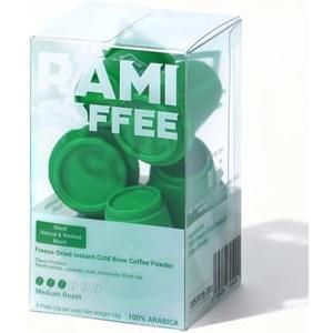Rami Coffee Cold Brew Freeze Dried Instant Coffee Powder, Medium Roast 100% Arabica, 6 Portable Single Packets for Home Travel Backpacking Camping, Pack Of 2