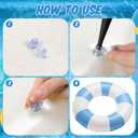 Foilswirl 47.24 Inch Jumbo Inflatable Pool Floats for Adult White Striped Pool Inner Rings Swimming Inflatable Floaties Tube Women Summer Beach Bachelorette Wedding Decor