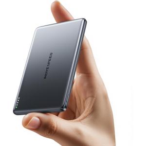 MOVE SPEED 0.3'' Ultra Slim MagSafe Portable Charger, 5,000mAh Magsafe Battery Pack, Magnetic Power Bank for Dual Use with a USB C Cable/Port for iPhone 16/15/14/13/12, Glacier Gray