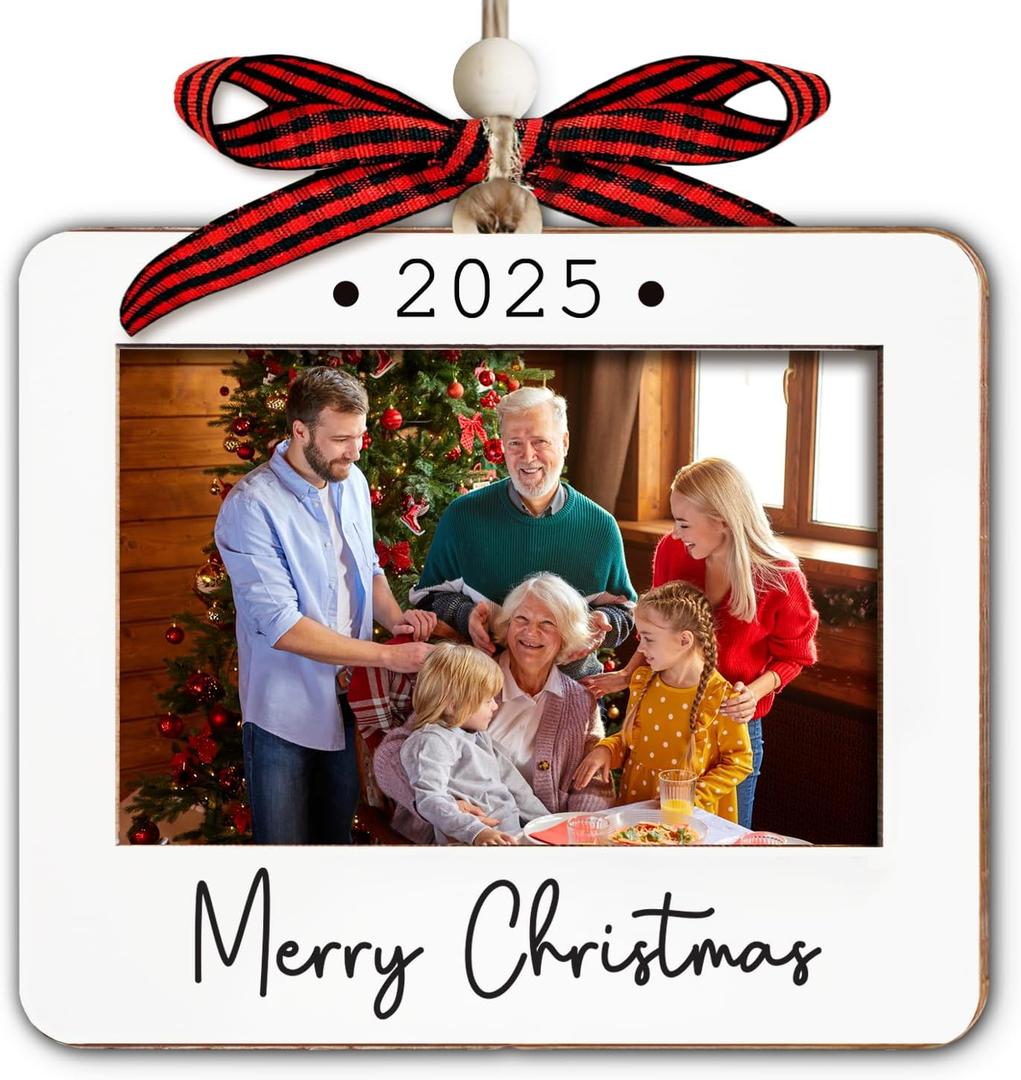 2025 Christmas Ornament Picture Frame - Wooden Landscape Photo Frame Ornaments - Picture Frame Ornament For Tree - Family Christmas Ornaments With Picture Insert - Christmas Gift For Family, Friends