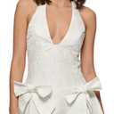 JUMISEE Embroidery Satin Homecoming Dress with Bow Modest Strapless Mini Dresses A Line Short Prom Dress Party Gown (Medium, White With 2 Side Bow)