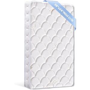 Mini Crib Mattress - 38x24x4 Inch- Dual Sided with Firm Support and Comfort Foam- Breathable, Quiet and Odorless, Fits Most Mini Cribs (Does Not Fit Playard or Standard Crib) (38" x 24" x 4", 01. White (Mini Crib))