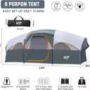 CAMPROS CP Tent 8 Person Camping Tents, Weather Resistant Family Tent, 5 Large Mesh Windows, Double Layer, Divided Curtain for Separated Room, Portable with Carry Bag