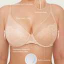 Popilush Bras for Women Lace Minimizer Underwire Bra, Unlined Full Coverage with Comfortable Lift for Large Bust (Beige)