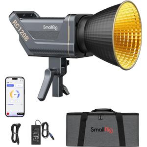 SmallRig RC 120B 120W Bi-Color Cob Video Light 52800Lux@1m 2700K-6500K On-Board and SmallGoGo App Control, TLCI 96+ CRI 95+,9 Lighting Effects Support AC Adapter & 14.4V/26V V-Mount Battery