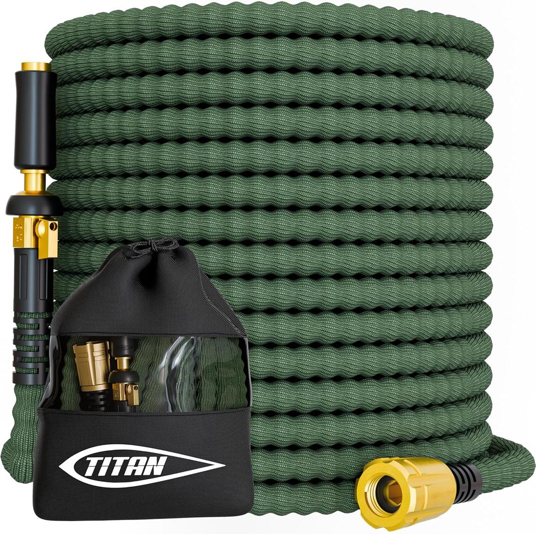 Titan-Branded Green Expandable Garden Hose, No size
