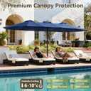 15FT Patio Umbrella, Double-Sided Outdoor Umbrella with base included, Large Standing Umbrella with Crank Handle & Ventilation, Rectangular patio umbrella for Pool, Backyard, Deck, Lawn & Beach, Navy Blue