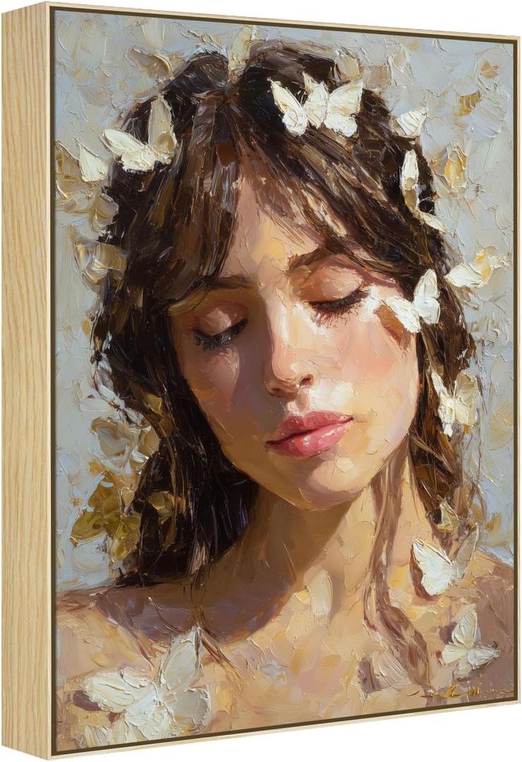 Floater Frame for 16x20 Canvas Paintings, DIY Metal Floating Frames with 1.5" Deep for Art Show Exhibition Home Office Gallery Wall Decor, Abstract Artwork for Modern Farmhouse Room (Natural)