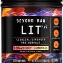 BEYOND RAW GNC LIT V2 Pre Workout Powder, Strawberry Lemonade, 30 Servings