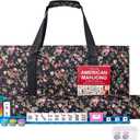 American Mahjong Game Set, 166 Premium White Tiles, 4 All-in-One Color Rack/Pushers, Complete Mahongg Tile SetFlower Printed Carrying Bag (Rectangular, Black), 8 inches x 15 inches x 2 inches