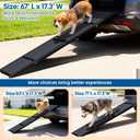 HBTower 67" Long & 17.3" Wide Folding Dog Ramp for Car, SUV & Truck Portable Pet Ramp with Non-Slip Surface, Extra Wide Steps for Large Dogs Up to 250LBS