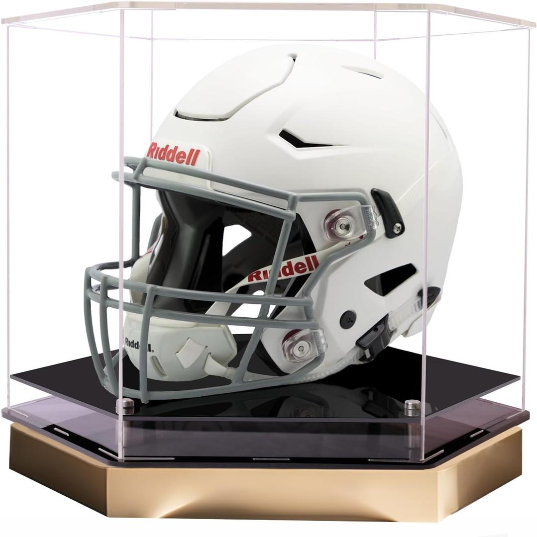 Football Helmet Display Case,Helmet Display case Full Size,Transparent Acrylic Helmet Display Box Protection Holder Dustproof Sports Collectibles Storage Showcase(17x15x12.6inch)