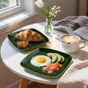 bUCLA 100PCS Green and Gold Plastic Plates - Heavy Duty Square Green Disposable - Include 50 Dinner & 50 Dessert Plates for Party & Christmas