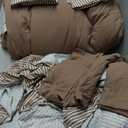 Monbix Queen Comforter Set - 7 Pieces Brown Prewashed Bed in a Bag Queen Bedding Sets with Comforters, All Seasons Ultra Soft Comforter Bed Set with Sheets, Pillowcases & Shams
