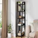 Narrow Ladder Shelf for Small Spaces - 5 Tier Thin Bookshelf Skinny Book Shelves Slim Bookshelves 60 inch Tall, Black (02B)