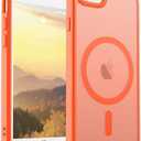 SUPFINE Magnetic for iPhone SE Case 2022 (3rd)/2020 (2nd),iPhone 8 Case(Compatible with MagSafe)(Military Grade Drop Protection) Slim Translucent Matte Phone Case,Orange