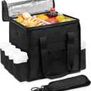 Insulated Food Delivery Bag with 8 Cup Holder, Removable Partition PlateThermal Cold/Hot Separationfor Beverages, Parties, Grocery, Food Transport Hot &Cooler Bags