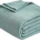 EMME Cotton Throw Blanket for Couch Soft Muslin Blankets 50"x60" Lightweight Breathable Blanket All Season Gauze Blanket, Teal
