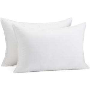 Amazon Basics Down Alternative Pillows for Stomach and Back Sleepers, Soft Density, Queen Size 30" x 20", White, 2-Pack