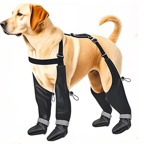 Suspender Boots for Large Dogs, Tall Dog Boots Anti-Slip & Fall Waterproof Dog Shoes Leggings, Adjustable Paws Protector for Large Dogs Winter Snow Rain Hiking, Large