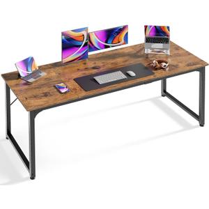 Huuger Computer Desk, 63 Inch Office Desk, Gaming Desk with Storage, Writing Desk Work Desk for Home Office, Study, Modern Simple Desk, Large Legroom, Metal Frame, Rustic Brown