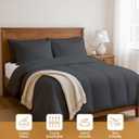 SlumberWell Queen Duvet Cover Set, 3 Piece 100% Cotton Bedding with Zipper Closure, Soft Breathable Duvet Cover 90x90 Inches with 2 Pillowcases, Dark Grey Solid