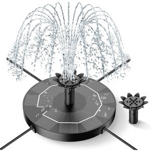 Solar Fountain for Bird Bath, Solar Powered Water Fountain 4-in-1 Nozzles | Upgrade 1.8W Solar Fountain Pump for Bird Bath, Standing Floating Solar Powered Fountain for Garden, Pond, Pool, Outdoor