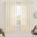 LAMIT Beige Linen Curtains for Living Room 2 Panels Set, 68 Inch Faux Linen Textured Light Filtering Drapes Back Tab and Rod Pocket Boho Panels for Farmhouse/Bedroom/Porch, 52 x 68 Inch