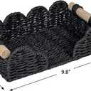 CubesLand Scalloped Napkin Holder for Bathroom Decor, Paper Rope Flat Napkin Dispenser Guest Towel Tray for Bathroom, Farmhouse Warm Napkin Holder for Table Dining Room Home Kitchen Decor, Black