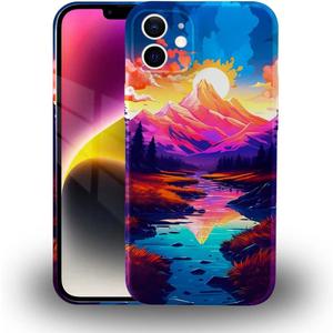 Compatible with iPhone 11 Case - Shockproof Full Body Case for Men and Women, Anti-Scratch, Stylish Design with Mountains and Streams at Sunset Compatible for iPhone 11