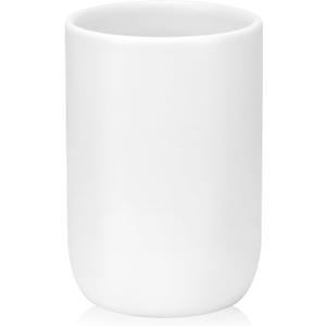 Bathroom Tumbler Cup Ceramic 12.6oz Reusable Toothbrush Cup 375ml,Toothbrush Holder Adequate for Your Bathroom (White) (1pcs)
