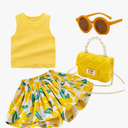 Deerhobbes Design your own Girls' Short Sets - Trendy and Comfortable Summer Outfits for Girls Fashionable Clothing Sets 4pc Size 90