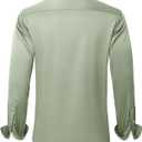 J.VER Men's Dress Shirts Solid Long Sleeve Stretch Wrinkle-Free Formal Shirt Business Casual Button Down Shirts Sage Green Large