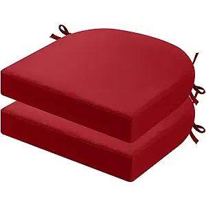 idee-home Outdoor Chair Cushions Set of 2, 17 x 17 Outdoor Seat Cushions | Patio Chair Cushions for Outdoor Furniture Waterproof with Ties, Outdoor Seat Cushion, Patio Chair Pads Dining Chair
